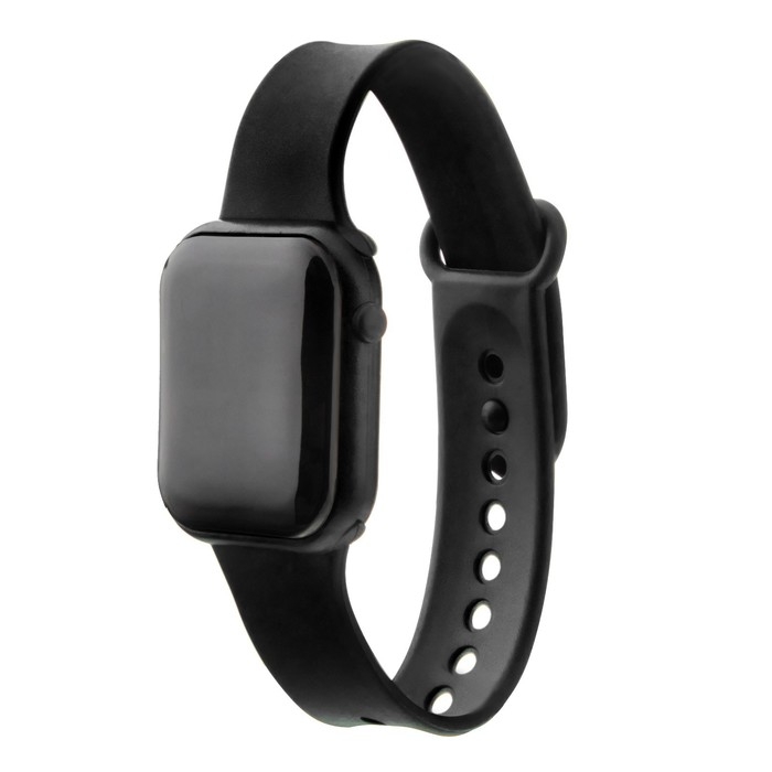 Часы наручные электронные, 3.7 х 3.7 см, календарь, ремешок силикон, черные Часы наручные электронные, 3.7 х 3.7 см, календарь, ремешок силикон, черные