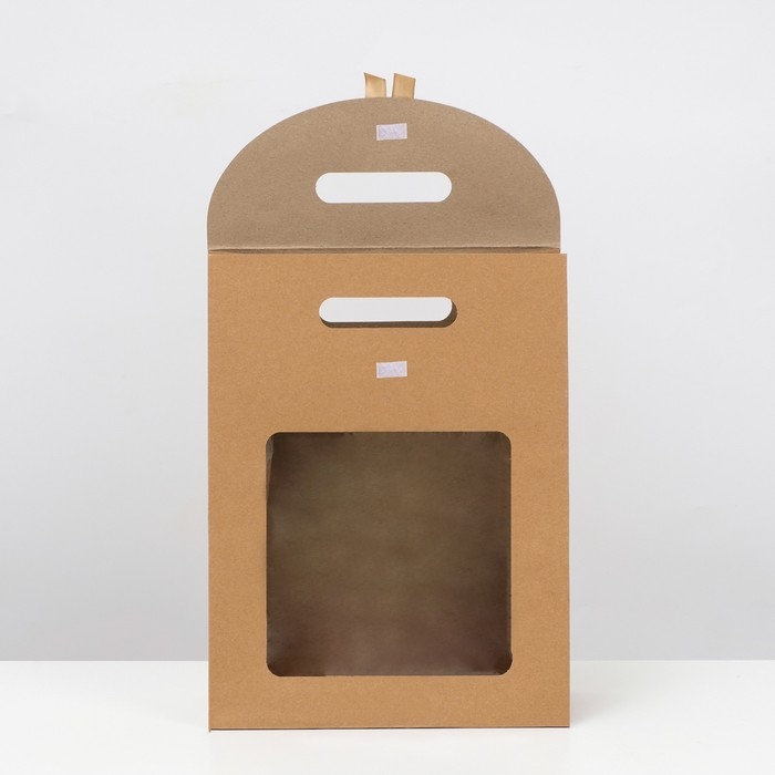 Коробка-пакет, крафтовая, с окном, 32 х 23 х 11 см