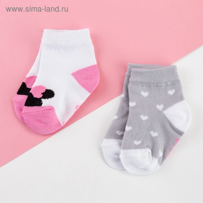 Набор носков Минни Маус, 2 пары, 10-12 см Набор носков Минни Маус, 2 пары, 10-12 см