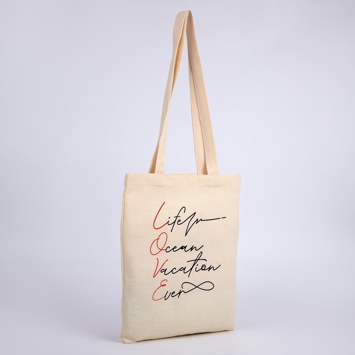 Сумка-шопер Love без молнии, без подкладки, цвет бежевый