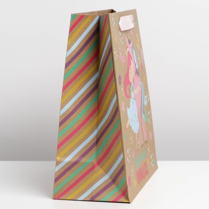 Пакет подарочный крафтовый вертикальный, упаковка, &laquo;Маленькая принцесса&raquo;, ML 23 х 27 х 11.5 см