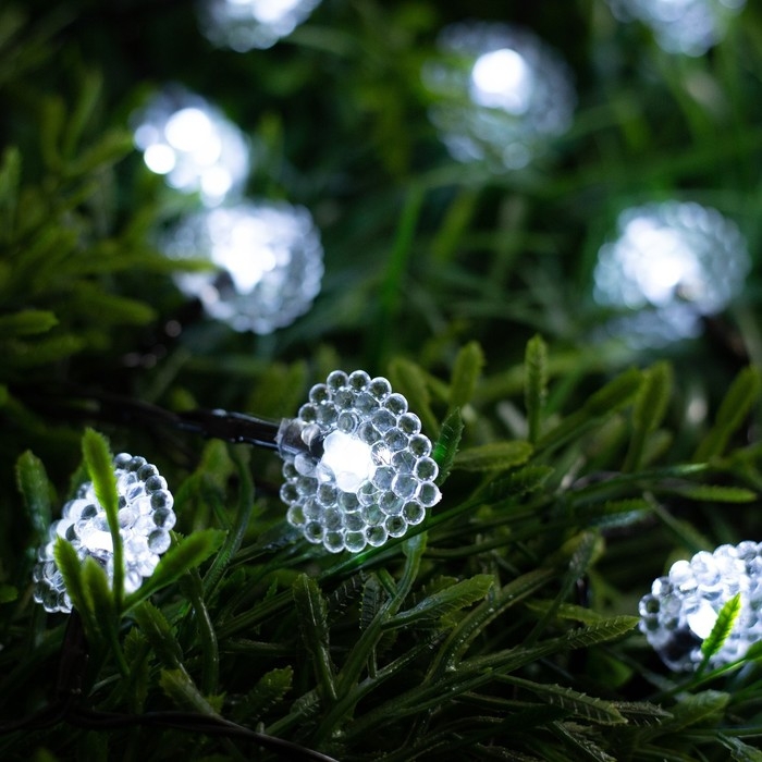 Гирлянда &laquo;Нить&raquo; 4.5 м с насадками &laquo;Сердца&raquo;, IP44, тёмная нить, 30 LED, свечение белое, 2 режима, солнечная батарея