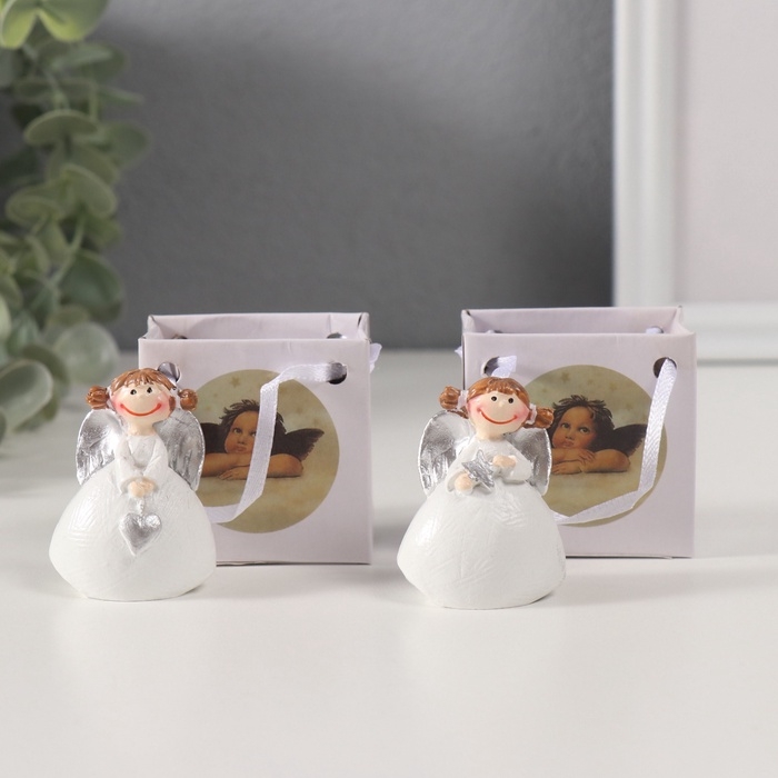 Сувенир полистоун "Девочка ангел с двуми хвостиками" МИКС 2,6х4х5,5 см