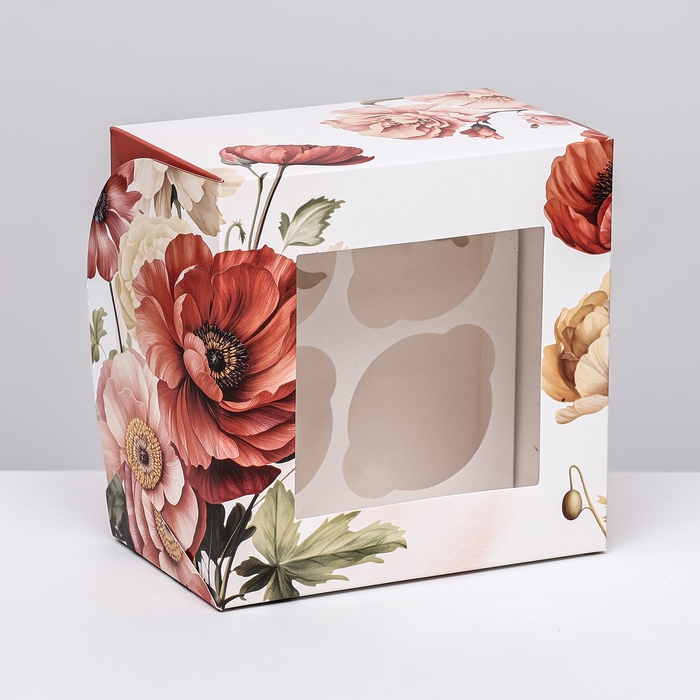 Коробка для 4 капкейков с окном , Коробка для 4 капкейков с окном , "Самой прекрасной", 16 х 16 х 10 см