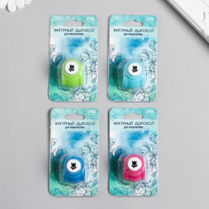 Дырокол фигурный "Тюльпан" d=1 см 3х2,5х3 см МИКС