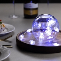 Гирлянда &laquo;Нить&raquo; 2 м роса с насадками &laquo;Снежинка&raquo;, IP20, серебристая нить, 20 LED, 2 режима, батарейки ААх2 (нет в комплекте), свечение белое