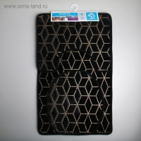 Набор ковриков для ванны и туалета Доляна «Геометрик», 3 шт: 35×40, 40×50, 50×80 см, цвет чёрный Набор ковриков для ванны и туалета Доляна «Геометрик», 3 шт: 35×40, 40×50, 50×80 см, цвет чёрный