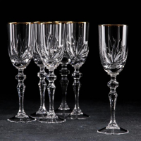 Набор бокалов хрустальных для вина «Цветок», отводка золотом, 160 мл, 6 шт Набор бокалов хрустальных для вина «Цветок», отводка золотом, 160 мл, 6 шт