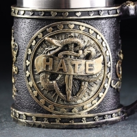 Кружка из нержавеющей стали &laquo;HATE&raquo;, 400 мл, цвет серебристый