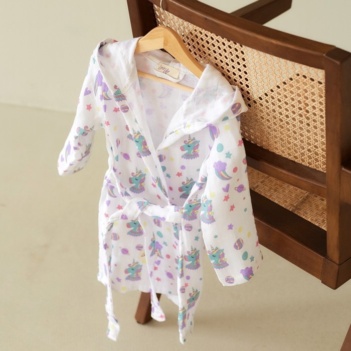 Халат детский муслиновый LoveLife &laquo;Единороги&raquo; (6 лет, рост 116-122 см) 100% хлопок, 235 гр/м2