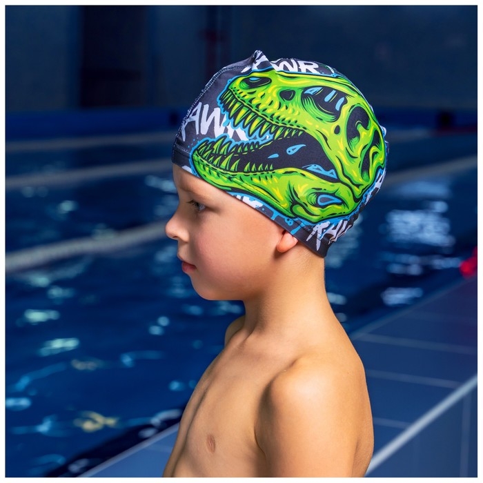 Шапочка для плавания детская ONLYTOP &laquo;Череп&raquo;, тканевая, обхват 46-52 см