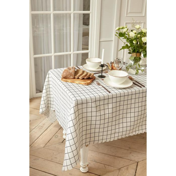 Скатерть Доляна "Клетка" 145х200&plusmn;3см,100%пэ, рогожка 130 гр/м