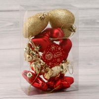 Набор украшений пластик 8 шт "Диско мишки ассорти" золото красный