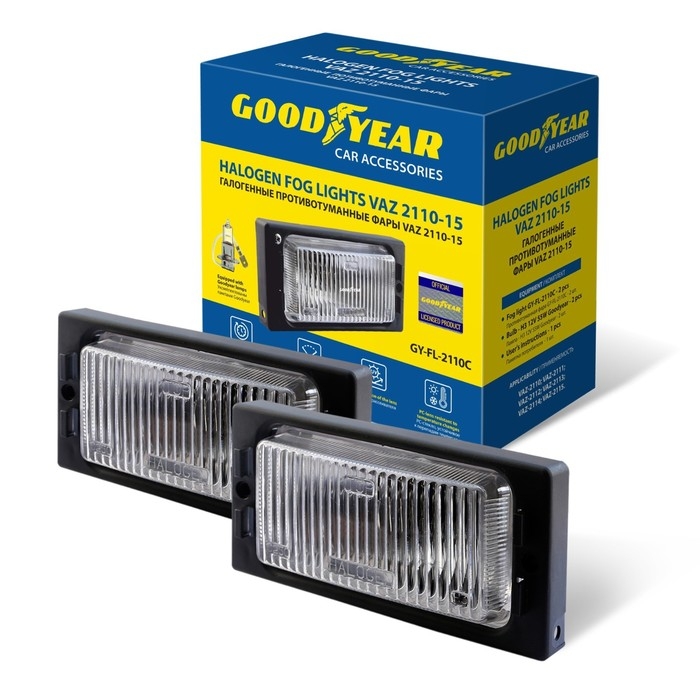 Фары противотуманные Goodyear VAZ 2110-15 с лампами, GY-FL-2110C/Н3 12В, 2 шт Фары противотуманные Goodyear VAZ 2110-15 с лампами, GY-FL-2110C/Н3 12В, 2 шт