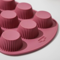 Форма для выпечки Доляна «Сладости. Круг реб», силикон, 27×22×3 см, 9 ячеек (6×6×3 см), цвет МИКС Форма для выпечки Доляна «Сладости. Круг реб», силикон, 27×22×3 см, 9 ячеек (6×6×3 см), цвет МИКС