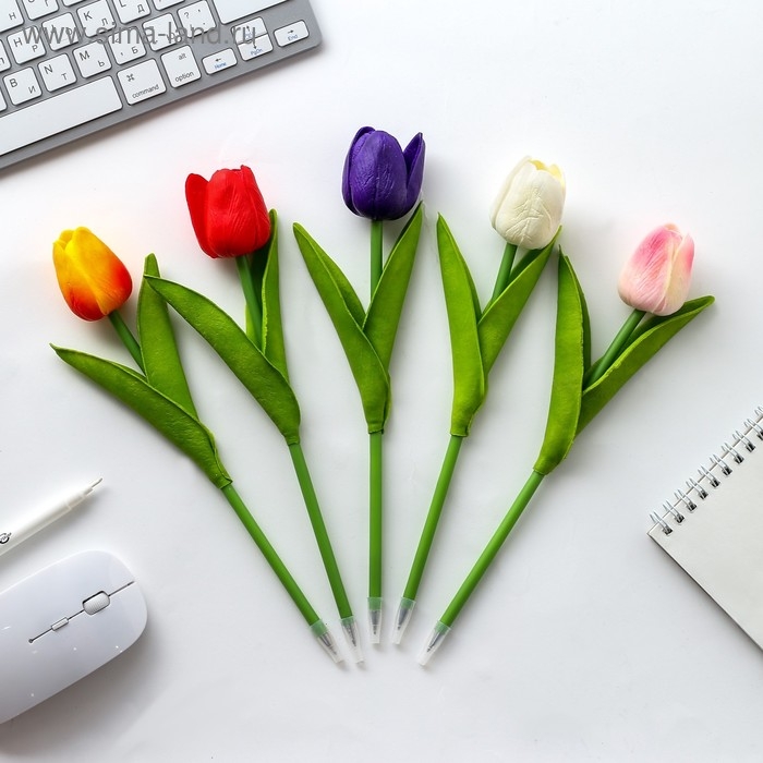 Ручка прикол шариковая синяя паста «Тюльпан» подарочная на 8 марта МИКС Ручка прикол шариковая синяя паста «Тюльпан» подарочная на 8 марта МИКС