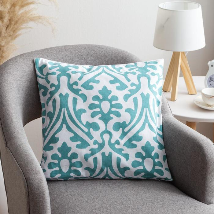 Наволочка декоративная 40х40 см, Monograms mint, 100% хлопок Наволочка декоративная 40х40 см, Monograms mint, 100% хлопок