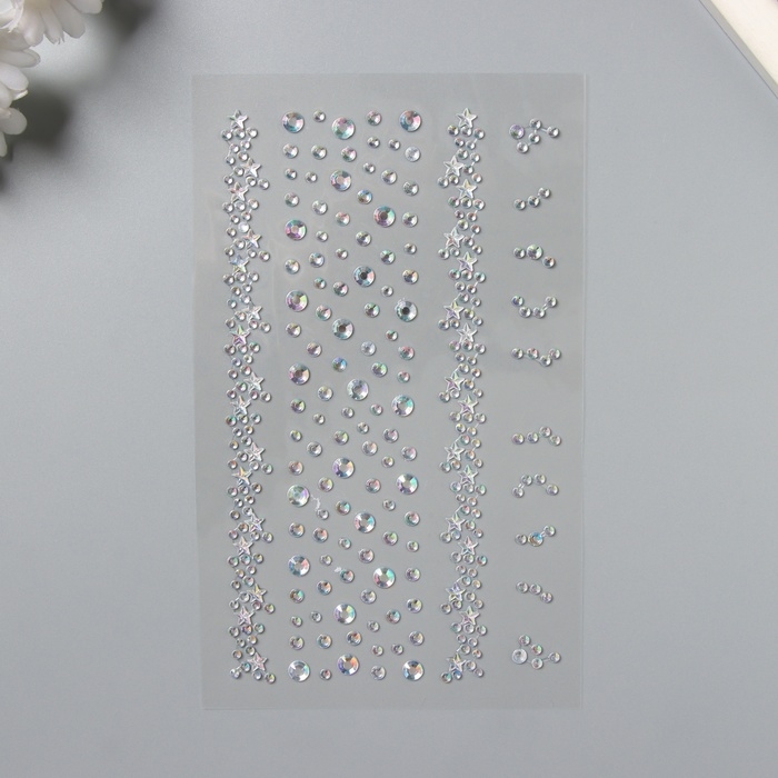 Наклейка пластик стразы "Звёздная дорога" серебро 22,5х11,5 см