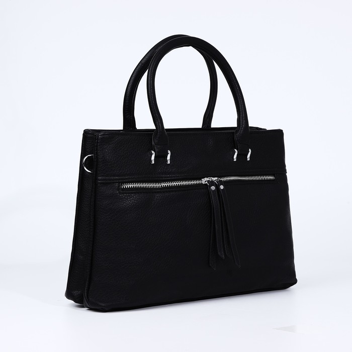 Сумка-тоут на молнии, 2 наружных кармана, цвет чёрный Сумка-тоут на молнии, 2 наружных кармана, цвет чёрный