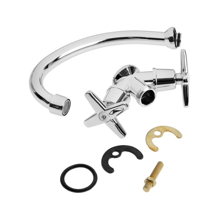 Смеситель для кухни ZEIN ZC2021, двухвентильный, кран-букса латунь 1/2 Смеситель для кухни ZEIN ZC2021, двухвентильный, кран-букса латунь 1/2", без подводки, хром