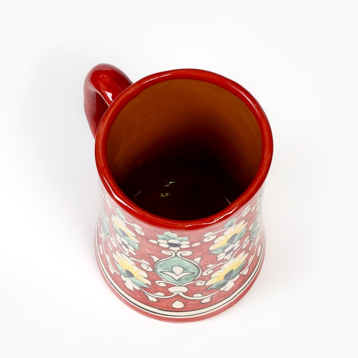 Кружка Риштанская Керамика "Цветы" 500 мл, красная