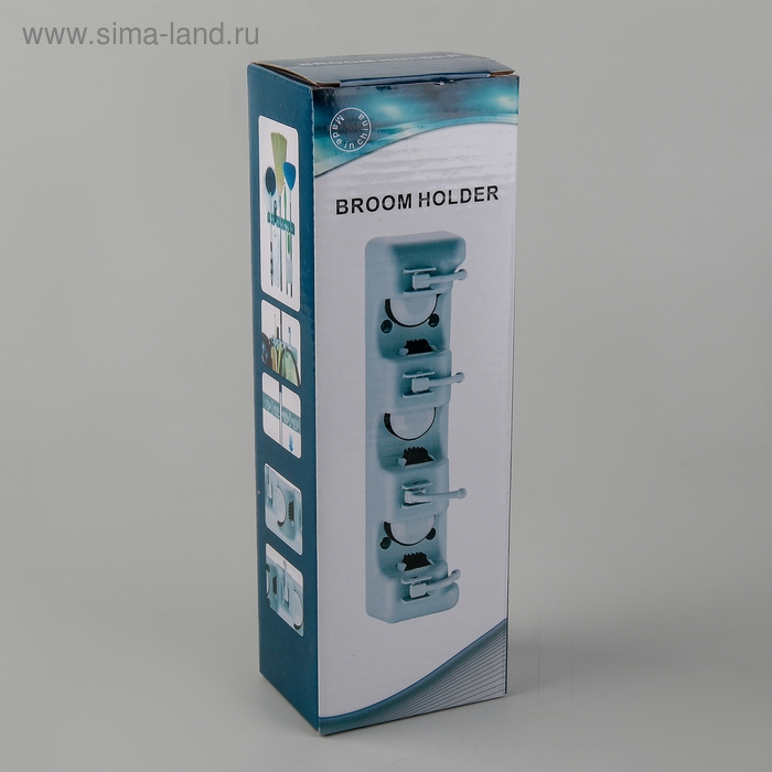 Держатель для уборочного инвентаря с крючками, 26&times;6&times;9 см, цвет МИКС