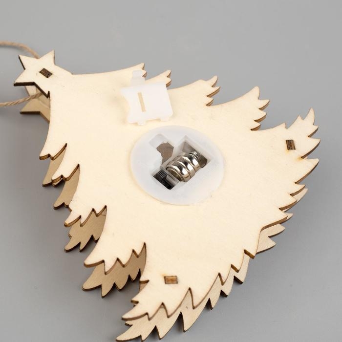 Ёлочная игрушка &laquo;Ёлочка с оленями&raquo;, от батареек, свечение тёплое белое