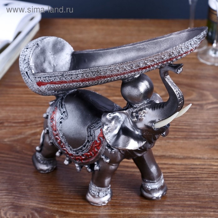 Сувенир полистоун подставка под бутылку "Грифельный слон" 29,5х29х10 см