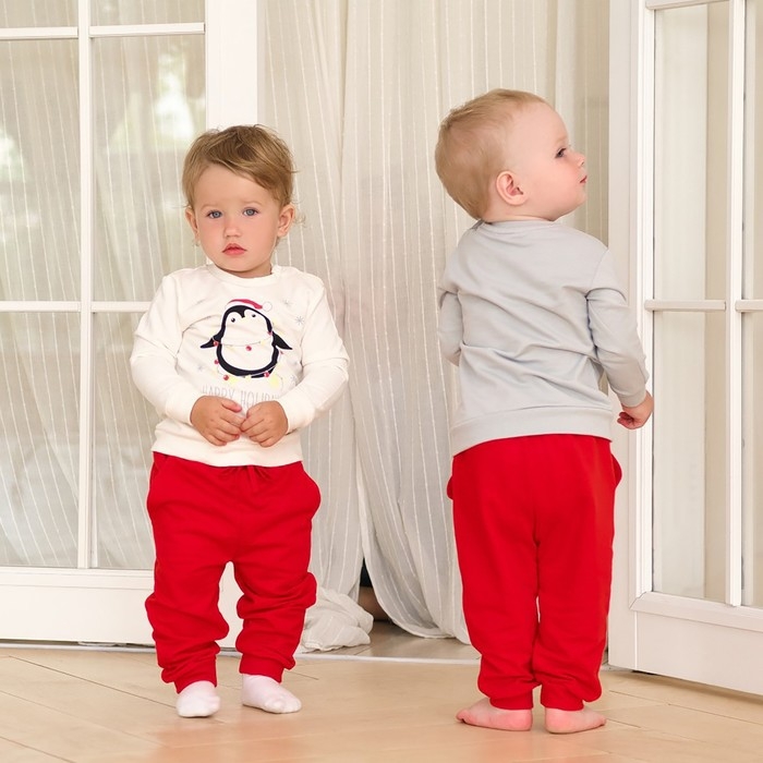 Комплект: джемпер и брюки Крошка Я &laquo;Мой первый НГ&raquo;, рост 68-74 см, цвет красный/серый