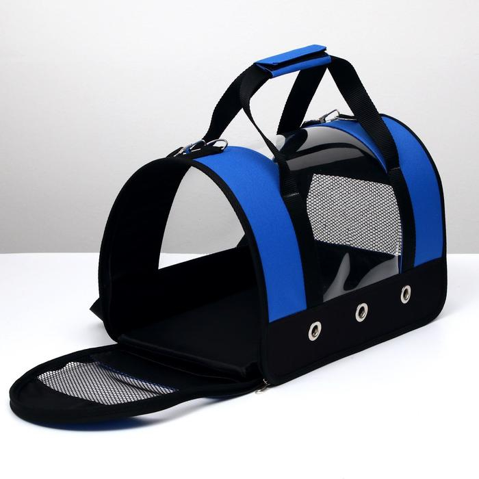 Сумка - переноска для животных Сумка - переноска для животных "Панорамная", с окном, 40 х 25 х 27 см, синяя