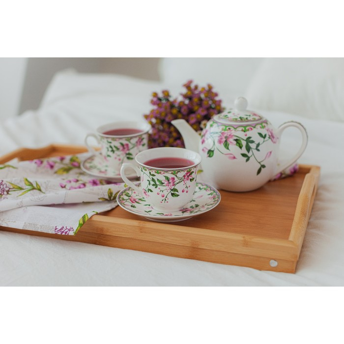 Чайная пара фарфоровая Доляна &laquo;Бланко&raquo;, 2 предмета: чашка 220 мл, блюдце d=14,3 см, цвет белый