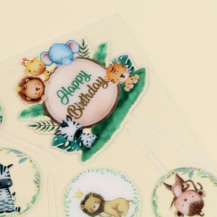 Набор топперов &laquo;С днём рождения&raquo;, зверята