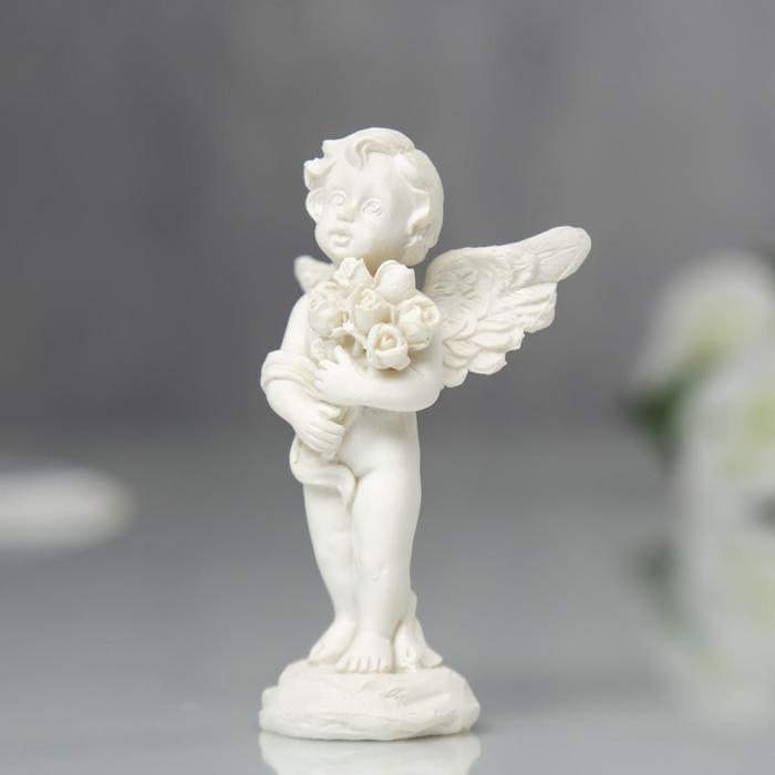 Сувенир полистоун Сувенир полистоун "Ангелочек с букетом роз" МИКС 7,2х4,5х2,8 см