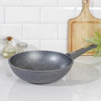 Сковорода-ВОК &laquo;Гранит&raquo;, d=28 см, съёмная ручка, антипригарное покрытие, цвет серый