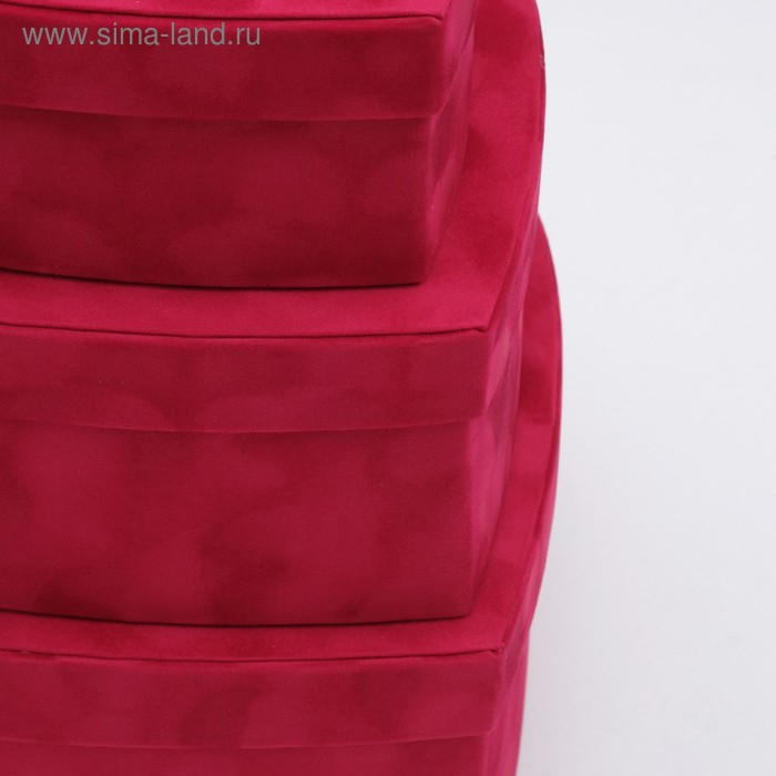 Набор коробок 3 в 1, "Бархат", сердце, 30,5 х 27,5 х 12 - 22 х 21 х 8,5 см