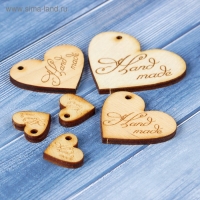 Набор бирок &laquo;Hand made&raquo;, сердечки, 40х43мм - 6шт; 30х33 мм - 6шт;15х16 мм - 27 шт