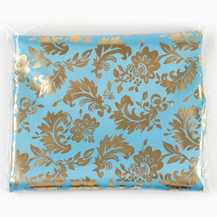 Лоскут для рукоделия, атлас, золотой узор на голубом, 50 &times; 75 см