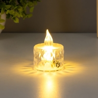 Ночник "Свеча" LED от батареек прозрачный 3хLR41 3,5х3,5х5 см