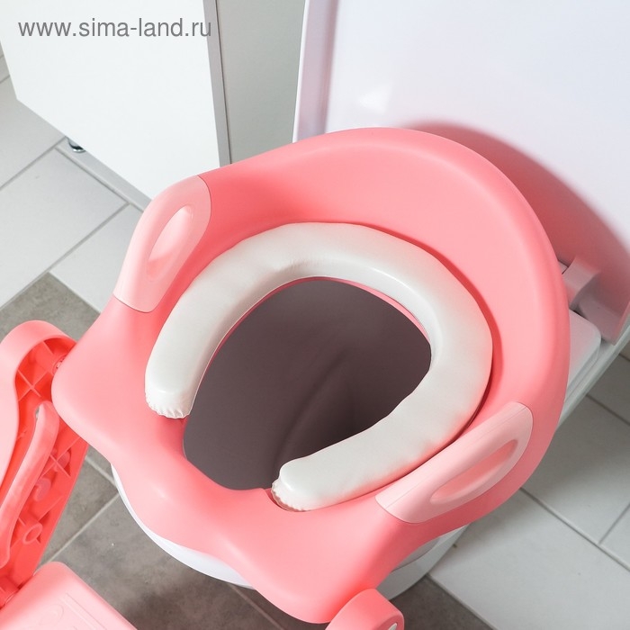Детская накладка - сиденье на унитаз &laquo;Нотки&raquo;, с мягким сиденьем, цвет розовый