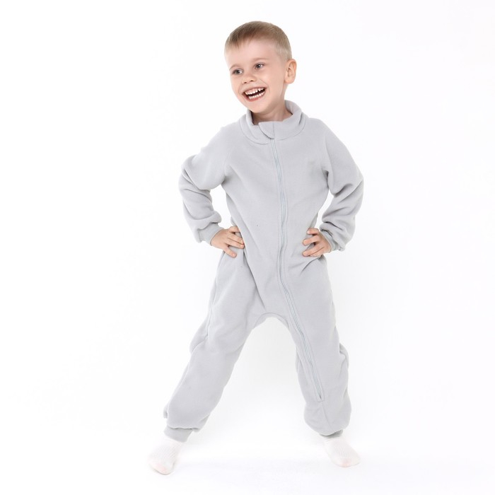 Комбинезон воротник-стойка, цвет микс/серый, рост 104-110 см