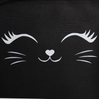 Рюкзак школьный текстильный с ушками на заколках &laquo;Котик&raquo;, 27х23 см, чёрный цвет