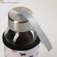 Бутылка для воды стеклянная в чехле &laquo;Абстракция&raquo;, 300 мл, h=17 см, цвет МИКС