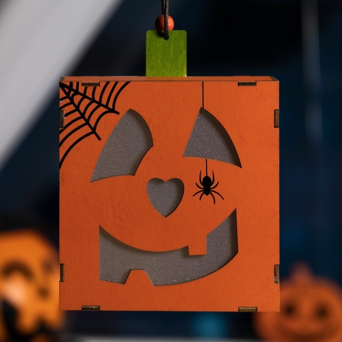 Светодиодная подвеска &laquo;Фонарь Джека&raquo; 12.5 &times; 16 &times; 3.5 см, пластик, батарейки LR1130х3 (в комплекте), свечение тёплое белое