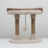 Когтеточка "Пижон" c лежанкой, овальная, 58 х 36 х 39см, пушистый мех, джут, бежевая Когтеточка "Пижон" c лежанкой, овальная, 58 х 36 х 39см, пушистый мех, джут, бежевая