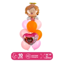 Набор шаров &laquo;Ангелочек розовый&raquo;, фольга, латекс, 10 шт.