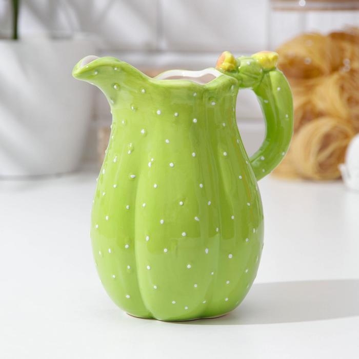 Кувшин для воды керамический «Кактус», 1 л, 11×18,5 см, цвет зелёный Кувшин для воды керамический «Кактус», 1 л, 11×18,5 см, цвет зелёный