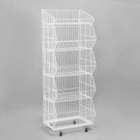 Накопитель разборный на колесах, 5 корзин, 50&times;43&times;147, цвет белый