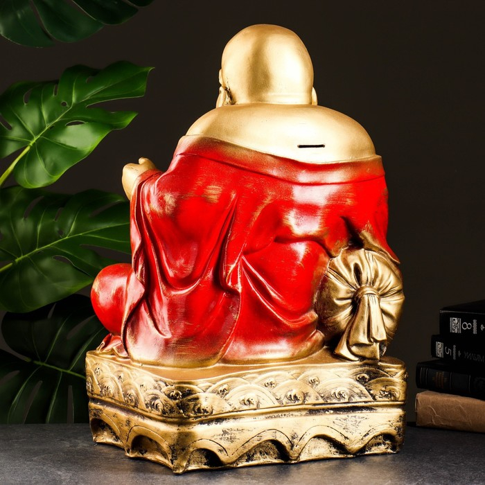 Копилка "Хотей сидя большой" бронза, красный, 32х25х51см