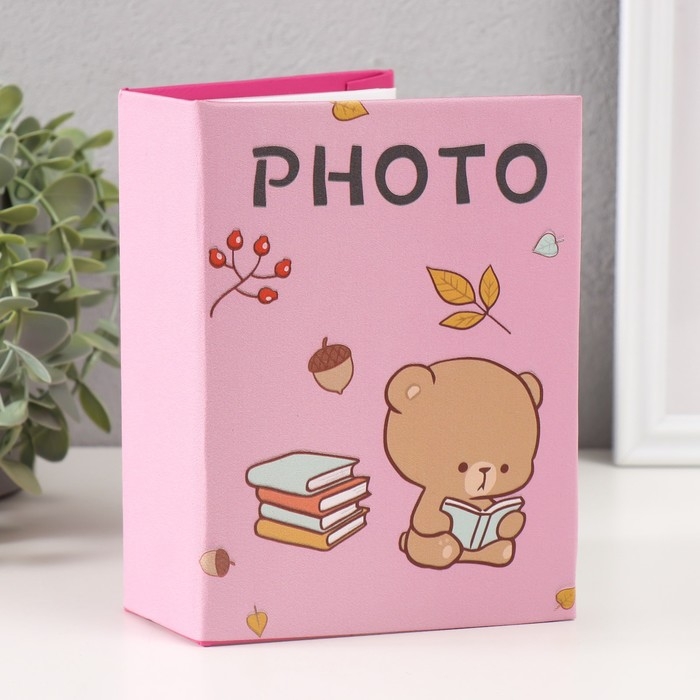 Фотоальбом кожзам  на 100 фото 10х15 "Мишка с книжками"  16,5х12,5х5 см