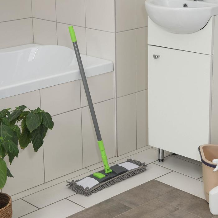 Швабра для мытья пола плоская Доляна, окрашенный телескопический черенок, микрофибра букля, 42&times;12&times;73(124) см